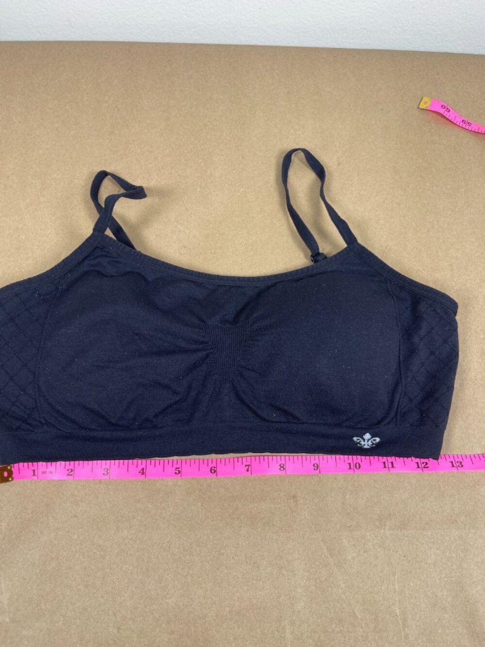 Lily of France Seamless Sports Bra Black Adjustable Straps Comfort Womens M